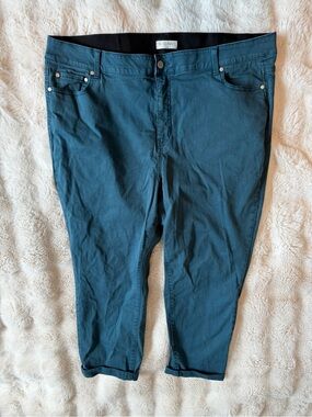 78 & Sunny Teal Cropped Stretch Pants Jeans 20W $98 Retail